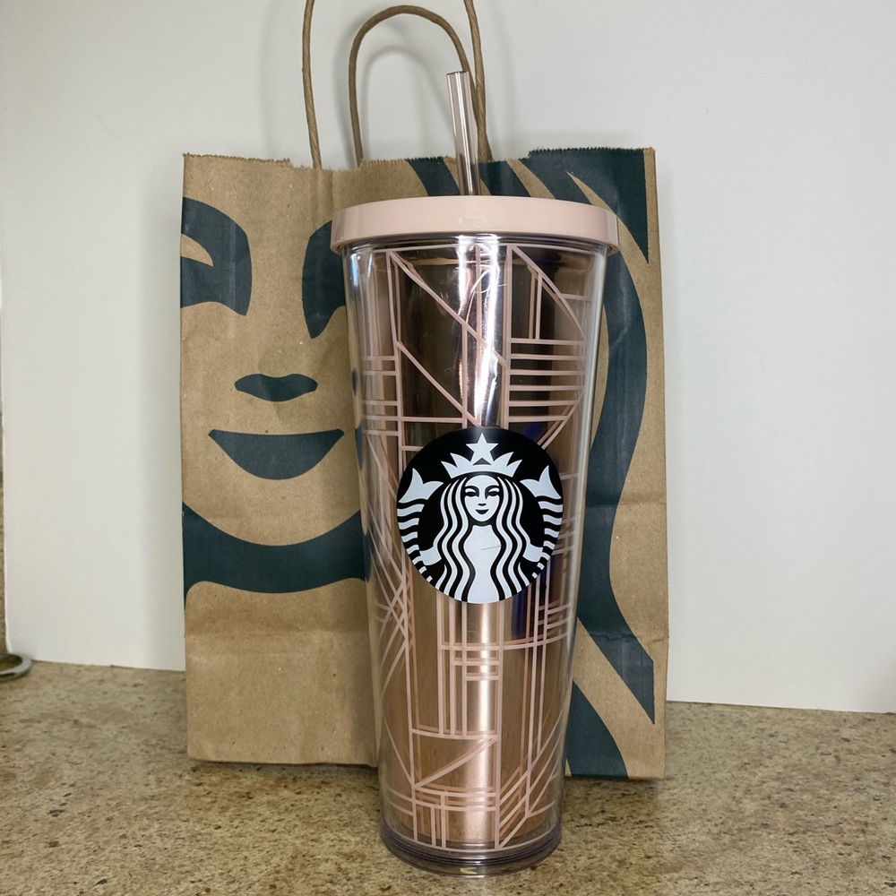 2017 Starbucks Rose Gold Geometric Tumbler 24oz